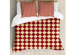 Abakuhaus Fleur De Lis Copripiumino, Araldica Geometrica, Antiacaro, Adatto A Chi Soffre Di Allergie, Con Federe, 155 Cm X 220 Cm - 80 X 80 Cm, Rubino Giallo Bianco