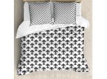 Abakuhaus Copripiumino Fleur De Lis, Araldica Europea, Antiacaro, Adatto A Chi Soffre Di Allergie, Con Federe, 155 Cm X 220 Cm - 80 X 80 Cm, Bianco E Nero