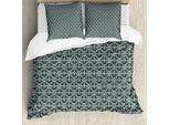 Abakuhaus Copripiumino Fleur De Lis, Motivi Rettangolari, Antiacaro, Adatto A Chi Soffre Di Allergie, Con Federe, 155 Cm X 220 Cm - 80 X 80 Cm, Verde Salvia