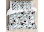 Abakuhaus Copripiumino Con Gufi, Neve Invernale, Doodle Natalizio, Antiacaro, Adatto A Chi Soffre Di Allergie, Con Federe, 200 Cm X 200 Cm - 80 X 80 Cm, Multicolore