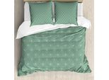 Abakuhaus Copripiumino Fleur De Lis, Gigli Reali Retrò, Antiacaro, Adatto A Chi Soffre Di Allergie, Con Federe, 200 Cm X 200 Cm - 80 X 80 Cm, Verde Reseda