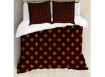 Abakuhaus Copripiumino Fleur De Lis, Motivi Reali, Antiacaro, Adatto A Chi Soffre Di Allergie, Con Federe, 155 Cm X 220 Cm - 80 X 80 Cm, Bordeaux Terra Giallo