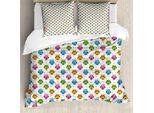 Abakuhaus Copripiumino Gufi, Cerchi Colorati Vivaci, Antiacaro, Adatto A Chi Soffre Di Allergie, Con Federe, 200 Cm X 200 Cm - 80 X 80 Cm, Multicolore