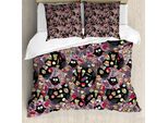 Abakuhaus Copripiumino Gufi, Uccelli Pazzi Tasty Cupcakes, Antiacaro Adatto A Chi Soffre Di Allergie Con Federe, 155 Cm X 220 Cm - 80 X 80 Cm, Multicolore