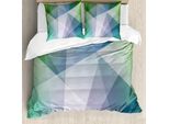 Abakuhaus Copripiumino Verde Acqua E Bianco, Forme Futuristiche, Antiacaro, Adatto A Chi Soffre Di Allergie, Con Federe, 200 Cm X 200 Cm - 80 X 80 Cm, Multicolore