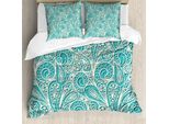 Abakuhaus Copripiumino Turchese E Bianco, Moda Femminile, Antiacaro, Adatto A Chi Soffre Di Allergie, Con Federe, 200 Cm X 200 Cm - 80 X 80 Cm, Turchese Bianco
