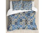Abakuhaus Copripiumino Marocchino, Tradizionale Portoghese, Antiacaro, Adatto A Chi Soffre Di Allergie, Con Federe, 200 Cm X 200 Cm - 80 X 80 Cm, Blu, Bianco, Marrone Chiaro