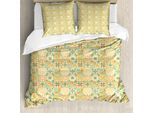 Abakuhaus Copripiumino Marocchino, Stile Italiano Retrò, Antiacaro, Adatto A Chi Soffre Di Allergie, Con Federe, 200 Cm X 200 Cm - 80 X 80 Cm, Turchese Giallo Verde