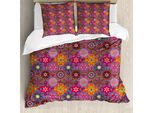 Abakuhaus Copripiumino Marocchino, Vibrant Folk, Antiacaro, Adatto A Chi Soffre Di Allergie, Con Federe, 155 Cm X 220 Cm - 80 X 80 Cm, Multicolore