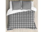 Abakuhaus Copripiumino Marocchino, Disegno Monocromatico A Piastrelle, Antiacaro, Adatto A Chi Soffre Di Allergie, Con Federe, 200 Cm X 200 Cm - 80 X 80 Cm, Bianco E Nero
