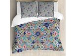 Abakuhaus Copripiumino Marocchino, Set Floreale Colorato, Antiacaro E Anallergico Con Federe, 200 Cm X 200 Cm - 80 X 80 Cm, Multicolore