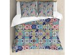 Abakuhaus Copripiumino Marocchino, Motivo Floreale Complesso, Antiacaro, Adatto A Chi Soffre Di Allergie, Con Federe, 200 Cm X 200 Cm - 80 X 80 Cm, Multicolore