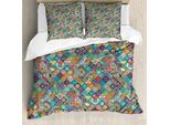 Abakuhaus Copripiumino Marocchino, Motivi Orientali, Antiacaro, Adatto A Chi Soffre Di Allergie, Con Federe, 200 Cm X 200 Cm - 80 X 80 Cm, Multicolore