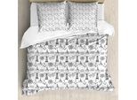 Abakuhaus Copripiumino Leuchtturm, Doodle Wasser Welle, Antiacaro E Anallergico, Con Federe, 200 Cm X 200 Cm - 80 X 80 Cm, Bianco E Nero