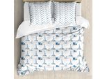 Abakuhaus Copripiumino Leuchtturm, Disegnato A Mano Spiaggia, Antiacaro, Adatto A Chi Soffre Di Allergie, Con Federe, 155 Cm X 220 Cm - 80 X 80 Cm, Blu E Bianco