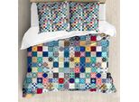 Abakuhaus Copripiumino Marocchino, Elaborato Motivo Patchwork, Antiacaro, Adatto A Chi Soffre Di Allergie, Con Federe, 200 Cm X 200 Cm - 80 X 80 Cm, Multicolore