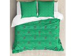 Abakuhaus Copripiumino Leuchtturm, Strisce Astratte Ondulate, Antiacaro, Adatto A Chi Soffre Di Allergie, Con Federe, 200 Cm X 200 Cm - 80 X 80 Cm, Verde, Nero, Bianco