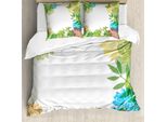 Abakuhaus Green Flower Copripiumino, Foglie Naturali, Antiacaro, Adatto A Chi Soffre Di Allergie, Con Federe, 155 Cm X 220 Cm - 80 X 80 Cm, Multicolore