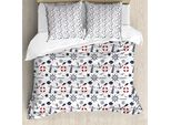 Abakuhaus Copripiumino Leuchtturm, Nautical Welle Helms, Antiacaro E Anallergico, Con Federe, 200 Cm X 200 Cm - 80 X 80 Cm, Indaco Rosso Bianco