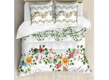 Abakuhaus Copripiumino Green Flower, Motivi Romantici, Antiacaro, Adatto A Chi Soffre Di Allergie, Con Federe, 200 Cm X 200 Cm - 80 X 80 Cm, Multicolore