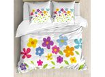 Abakuhaus Green Flower Copripiumino, Fogliame Colorato, Antiacaro, Adatto A Chi Soffre Di Allergie, Con Federe, 155 Cm X 220 Cm - 80 X 80 Cm, Multicolore