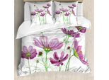 Abakuhaus Green Flower Copripiumino, Foglie Primaverili, Antiacaro, Adatto A Chi Soffre Di Allergie, Con Federe, 200 Cm X 200 Cm - 80 X 80 Cm, Viola Verde