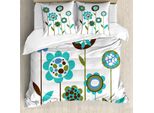 Abakuhaus Green Flower Copripiumino, Grunge Doodles, Antiacaro, Adatto A Chi Soffre Di Allergie, Con Federe, 155 Cm X 220 Cm - 80 X 80 Cm, Multicolore