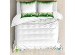 Abakuhaus Green Flower Copripiumino, Erba E Fiori, Antiacaro, Adatto A Chi Soffre Di Allergie, Con Federe, 155 Cm X 220 Cm - 80 X 80 Cm, Multicolore