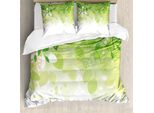 Abakuhaus Copripiuma Verde, Fantasia Foglie Flora, Antiacaro, Adatto A Chi Soffre Di Allergie, Con Federe, 200 Cm X 200 Cm - 80 X 80 Cm, Verde, Giallo, Bianco