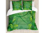 Abakuhaus Copripiumino Con Foglie Verdi, Foresta Pluviale Delle Hawaii, Antiacaro, Adatto A Chi Soffre Di Allergie, Con Federe, 155 Cm X 220 Cm - 80 X 80 Cm, Verde Mela Verde Giada