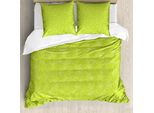 Abakuhaus Copripiumino Con Foglie Verdi, Doodle Curly Flora, Antiacaro, Adatto A Chi Soffre Di Allergie, Con Federe, 200 Cm X 200 Cm - 80 X 80 Cm, Giallo, Verde, Bianco