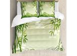 Abakuhaus Copripiumino Con Foglie Verdi, Bambù Giapponese, Antiacaro, Adatto A Chi Soffre Di Allergie, Con Federe, 200 Cm X 200 Cm - 80 X 80 Cm, Verde Lime Chiaro