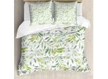 Abakuhaus Copripiumino Con Foglie Verdi, Ulivo, Antiacaro, Adatto A Chi Soffre Di Allergie, Con Federe, 200 Cm X 200 Cm - 80 X 80 Cm, Verde Avocado