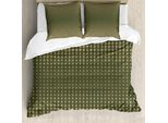 Abakuhaus Copripiumino Verde Oliva, Vintage Ovale A Pois, Antiacaro Adatto A Chi Soffre Di Allergie Con Federe, 155 Cm X 220 Cm - 80 X 80 Cm, Verde Oliva Marrone Chiaro