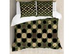 Abakuhaus Copripiumino Verde Oliva, Cerchi Semitoni, Antiacaro, Adatto A Chi Soffre Di Allergie, Con Federe, 200 Cm X 200 Cm - 80 X 80 Cm, Multicolore