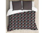 Abakuhaus Copripiumino Jazz Music, Note Musicali, Sassofono, Antiacaro, Adatto A Chi Soffre Di Allergie, Con Federe, 155 Cm X 220 Cm - 80 X 80 Cm, Grigio, Nero, Rosso