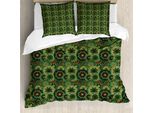 Abakuhaus Copripiumino Mandala, Cultura Locale, Antiacaro, Adatto A Chi Soffre Di Allergie, Con Federe, 155 Cm X 220 Cm - 80 X 80 Cm, Verde Chiaro Verde Scuro