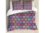 Abakuhaus Copripiumino Mandala, Motivo Esagonale Orientale, Antiacaro, Adatto A Chi Soffre Di Allergie, Con Federe, 155 Cm X 220 Cm - 80 X 80 Cm, Multicolore