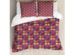 Abakuhaus Copripiumino Mandala, Motivo A Rombi, Antiacaro, Adatto A Chi Soffre Di Allergie, Con Federe, 155 Cm X 220 Cm - 80 X 80 Cm, Multicolore