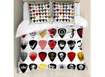 Abakuhaus Copripiumino Rockmusik, Set Di Plettri, Antiacaro, Adatto A Chi Soffre Di Allergie, Con Federe, 155 Cm X 220 Cm - 80 X 80 Cm, Multicolore