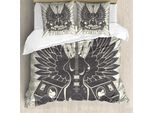 Abakuhaus Copripiumino Rockmusik, Winged Instrument, Antiacaro, Adatto A Chi Soffre Di Allergie, Con Federe, 155 Cm X 220 Cm - 80 X 80 Cm, Color Tortora