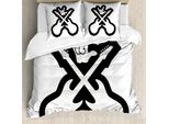 Abakuhaus Copripiumino Rock Music, Chitarre, Antiacaro, Adatto A Chi Soffre Di Allergie, Con Federe, 200 Cm X 200 Cm - 80 X 80 Cm, Bianco E Nero