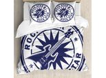 Abakuhaus Copripiumino Rockmusik, Stampa Weinlesesun, Antiacaro, Adatto A Chi Soffre Di Allergie, Con Federe, 155 Cm X 220 Cm - 80 X 80 Cm, Blu Cobalto