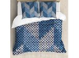 Abakuhaus Copripiumino Blu, Stile Nordico Retrò Scandinavo, Antiacaro E Anallergico, Con Federe, 155 Cm X 220 Cm - 80 X 80 Cm, Azzurro Pallido E Bianco