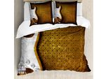 Abakuhaus Copripiumino Rockmusik, Grunge Dots Chitarra, Antiacaro, Adatto A Chi Soffre Di Allergie, Con Federe, 200 Cm X 200 Cm - 80 X 80 Cm, Bianco Caramel