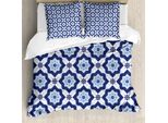 Abakuhaus Copripiumino Blu, Motivo Azulejo Portoghese, Antiacaro, Adatto A Chi Soffre Di Allergie, Con Federe, 200 Cm X 200 Cm - 80 X 80 Cm, Blu Chiaro Blu Scuro