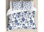 Abakuhaus Copripiumino Blu, Giardino Cinese Tradizionale, Antiacaro, Adatto A Chi Soffre Di Allergie, Con Federe, 200 Cm X 200 Cm - 80 X 80 Cm, Blu E Bianco