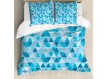 Abakuhaus Copripiumino Blu, Mosaico Geometrico A Triangoli, Antiacaro, Adatto A Chi Soffre Di Allergie, Con Federe, 200 Cm X 200 Cm - 80 X 80 Cm, Blu Cielo, Azzurro