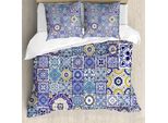 Abakuhaus Copripiumino Blu, Stile Marocchino Orientale, Antiacaro, Adatto A Chi Soffre Di Allergie, Con Federe, 155 Cm X 220 Cm - 80 X 80 Cm, Multicolore