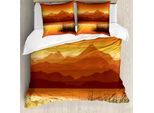 Abakuhaus Copripiumino See, Montagne Astratte Al Tramonto, Antiacaro, Adatto A Chi Soffre Di Allergie, Con Federe, 155 Cm X 220 Cm - 80 X 80 Cm, Marrone Arancione